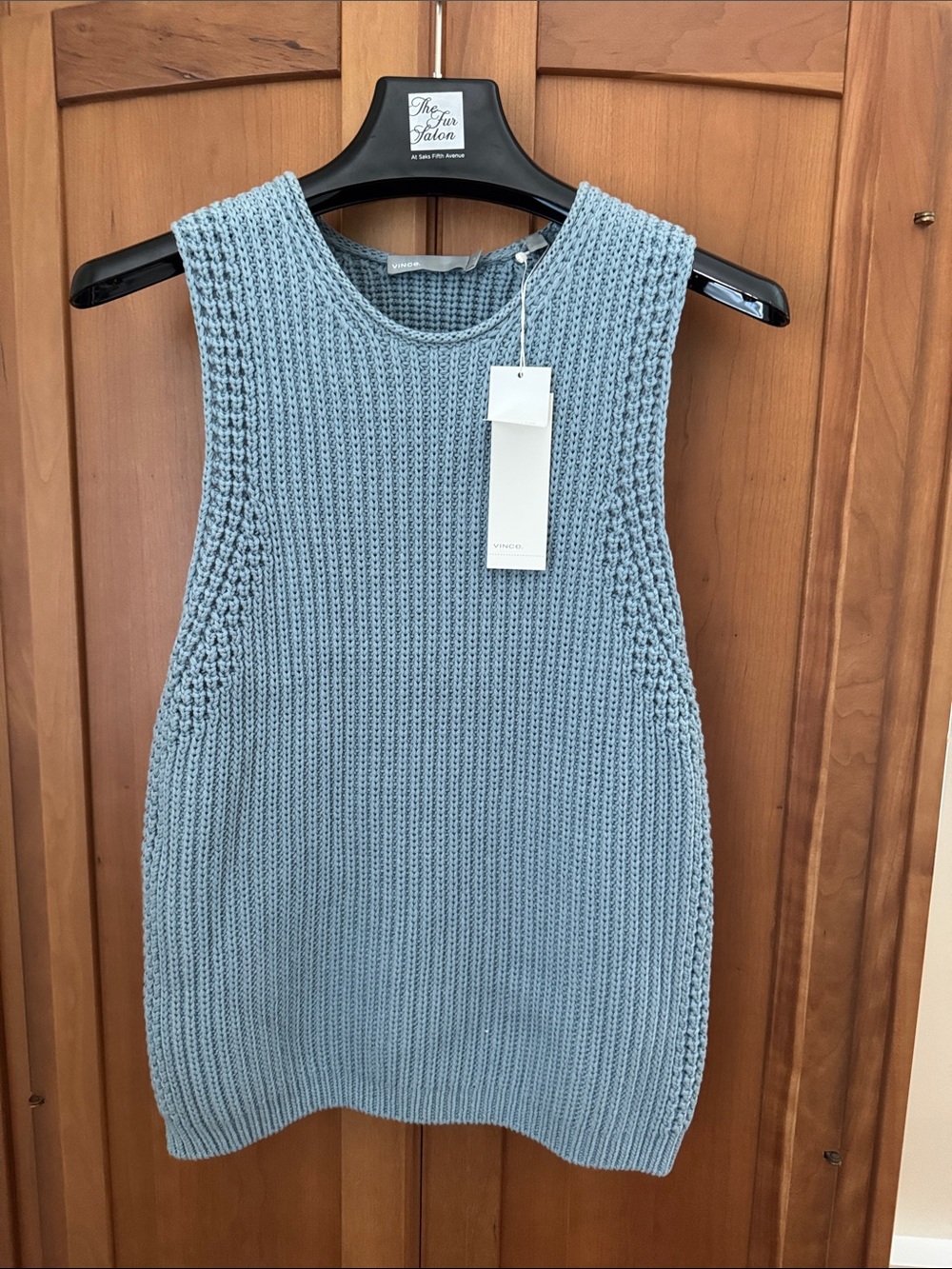 Vince Chunky Knit Top in Dusty Blue